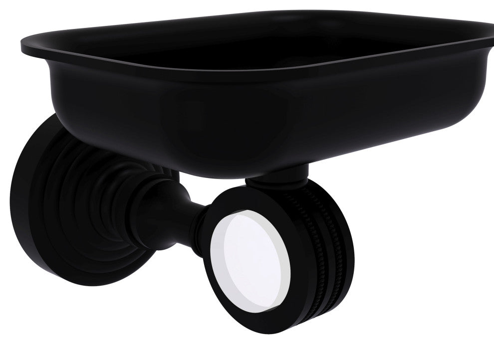 Pacific Grove Wall-Mount Soap Dish Holder with Dotted Accents, Matte Black