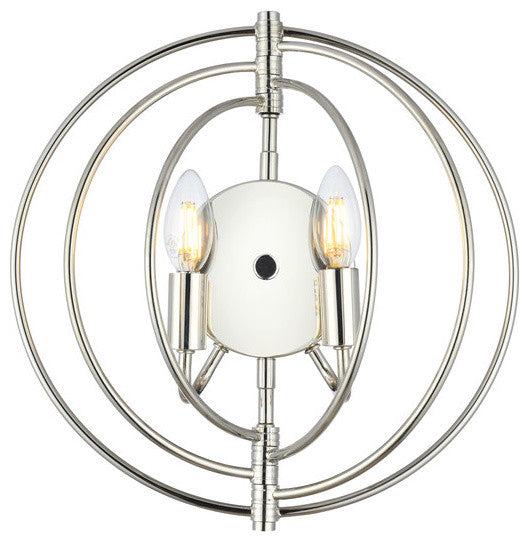 Elegant Lighting Vienna Wall Lamp, 13"x13"x6", Polished Nickel