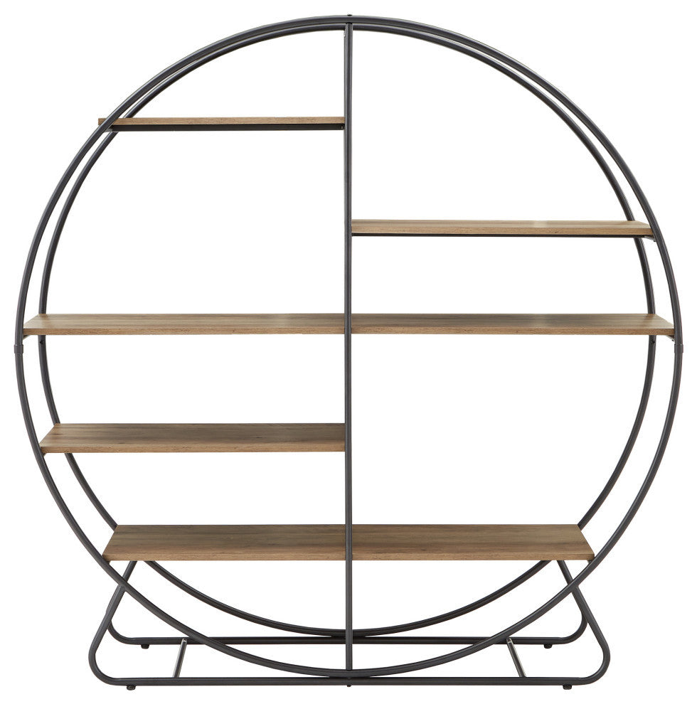 Alan Matte Black Finish Metal Round Bookcase