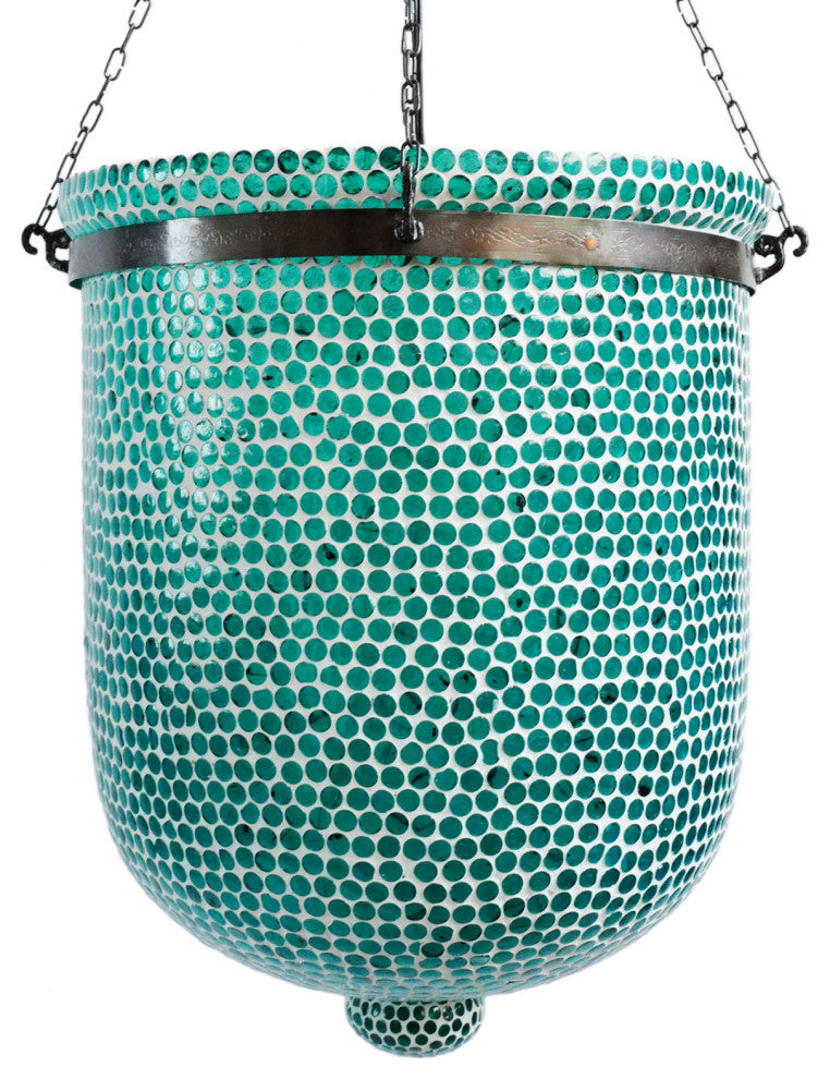 Blue Mosaic Bucket Pendant, Large
