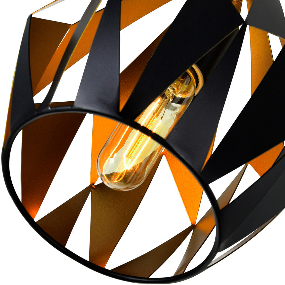 Oxide 1 Light Down Mini Pendant With Black+Copper Finish