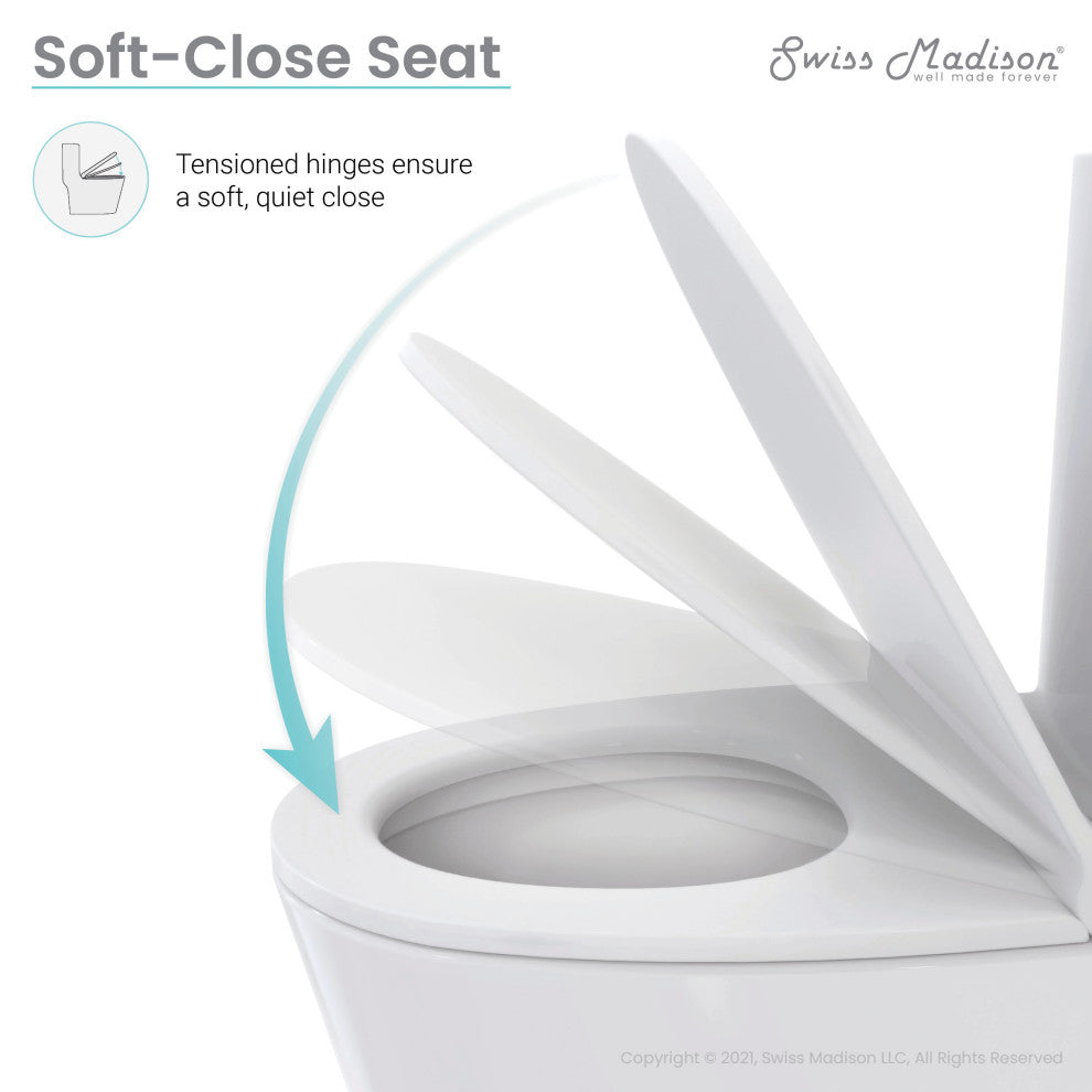 St. Tropez Elongated Toilet Dual Vortex Flush Glossy White, Rose Gold Hardware