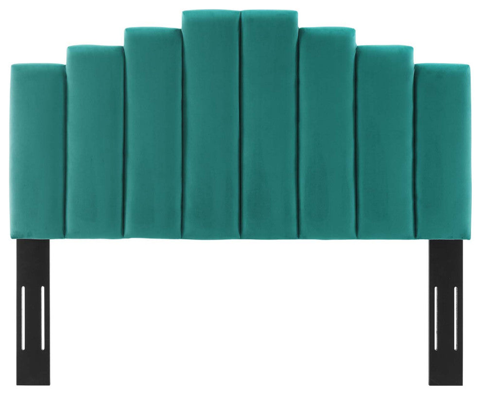 Headboard, Twin Size, Velvet, Teal Blue, Modern Contemporary, Bedroom Master