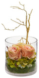 Nearly Natural  Roses & Hydrangeas Artificial Arrangement Peach