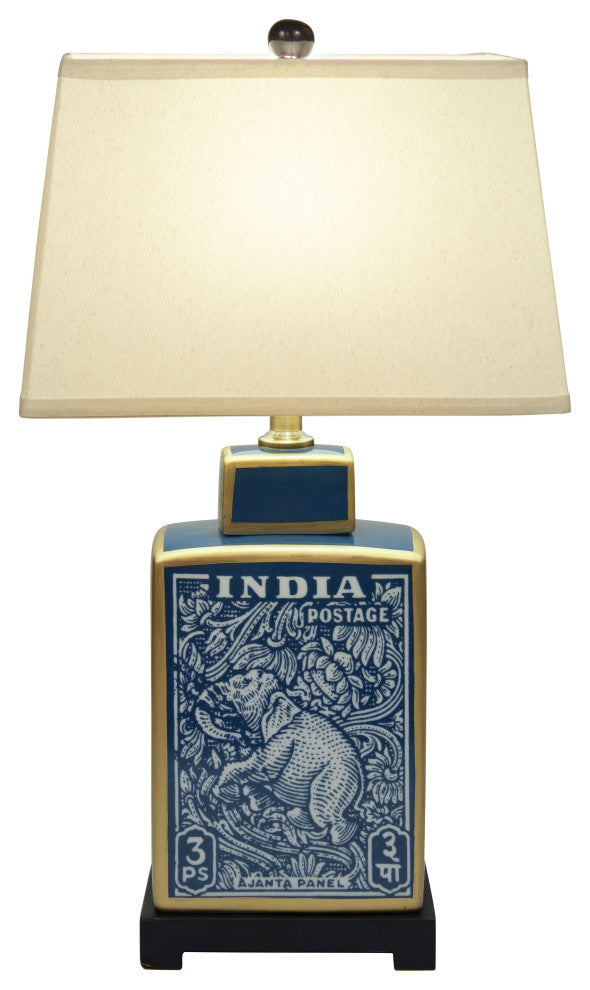 23" Blue Indian Elephant Table Lamp