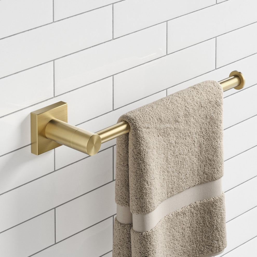 Ventus Bathroom Towel Bar, Brushed Gold