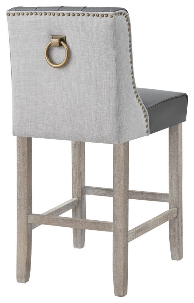 Rustic Manor Kaileigh Counter Stool, Leather PU, Gray