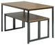 Modern Dining Table With Benches, 3-Piece Set, Brown