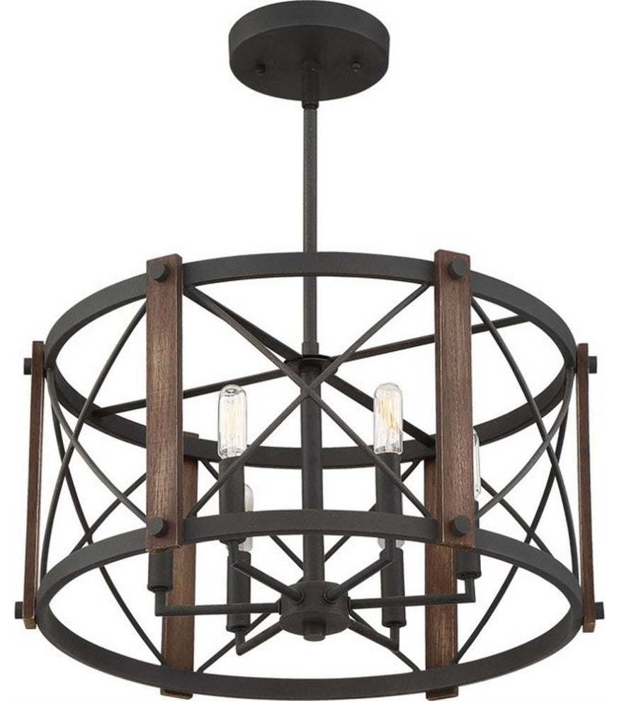 Baron 6-Light Semi-Flush Mount, Marcado Black