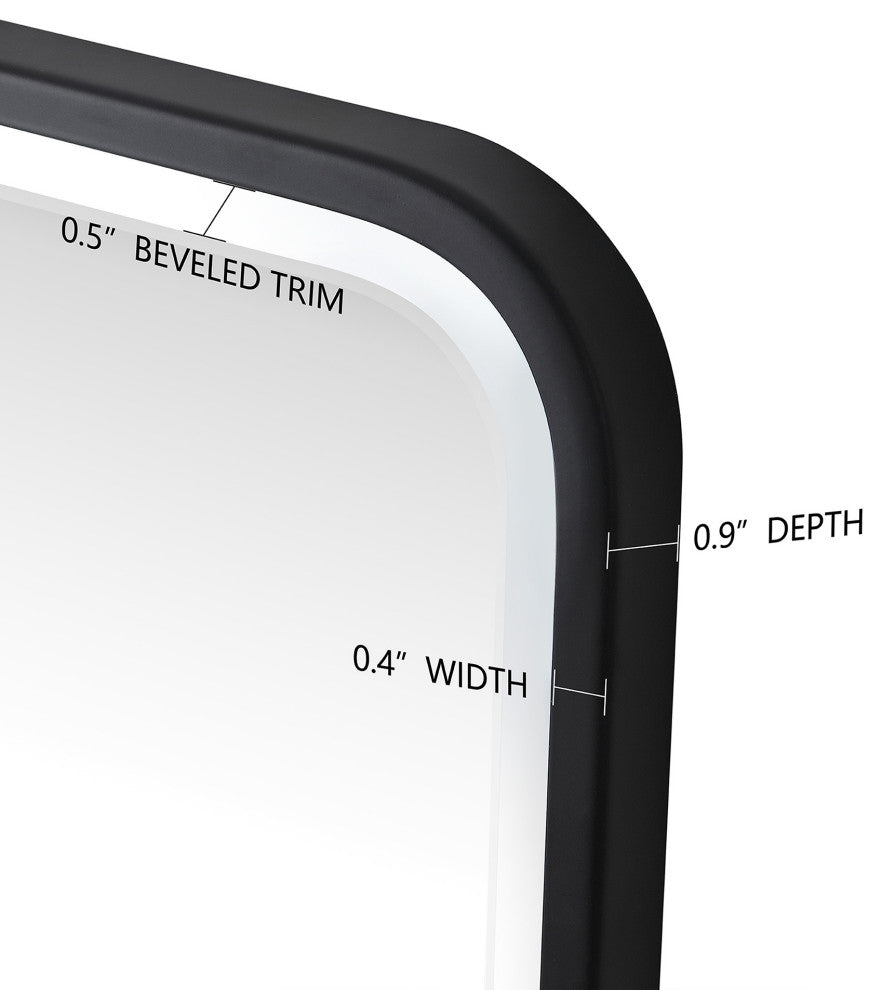 Metal Frame Beveled Glass Bathroom Wall Mirror With Round Corner, 32"x24"