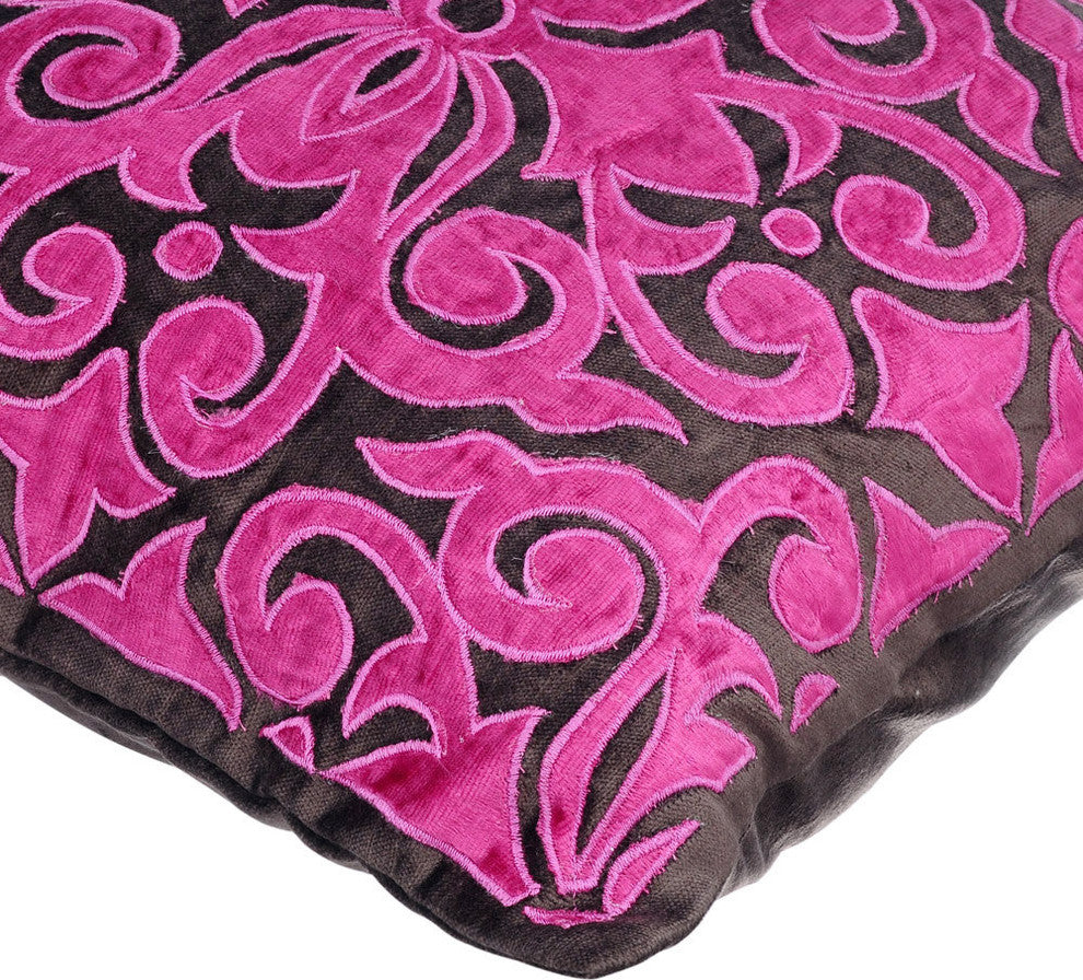 Pink Decorative Pillow Covers 18"x18" Velvet, Fuchsia Kingdom