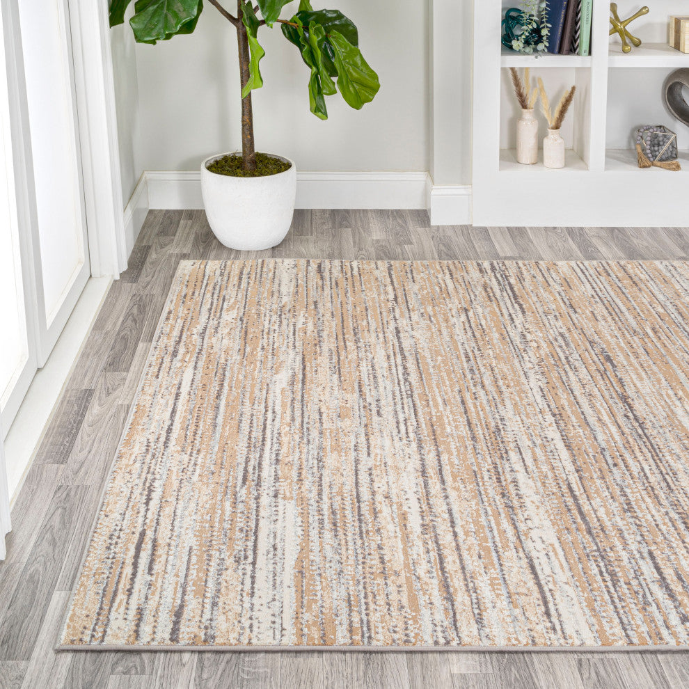 Loom Modern Strie' Beige/Gray 4 ft. x 6 ft. Area Rug