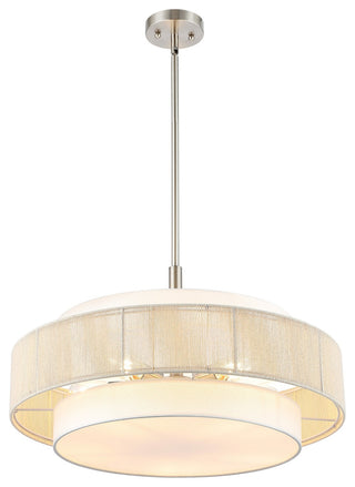 5-Light Double Drum Shaded Chandelier Ceiling Light, Brushed Nickel