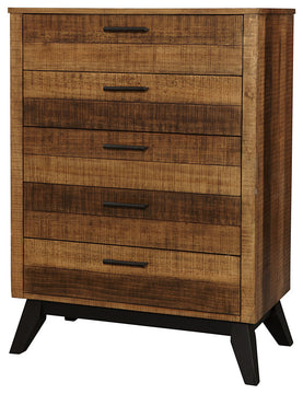 Urban Rustic 5-Drawer Wood Chest, Brushed Wheat