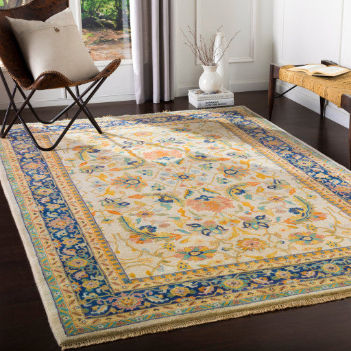 Surya Taj Mahal TJ-6600 5'6"x8'6" Rug, Burnt Orange/Teal/Navy/Sage/Wheat/Cream