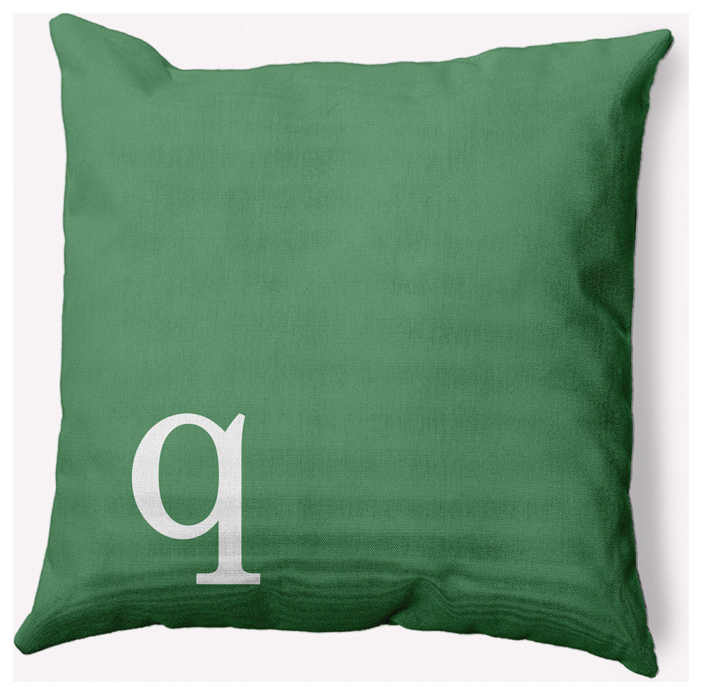 18" x 18" Modern Monogram Indoor/Outdoor Polyester Throw Pillow, Sage