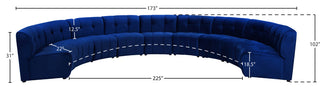 Limitless Velvet Upholstered 9-Piece Modular Sectional, Navy