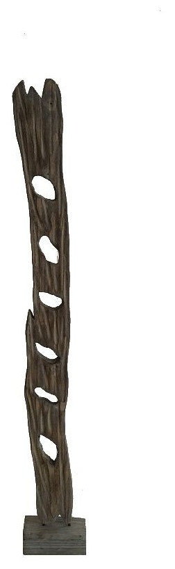 HomeRoots 10" x 7" x 70" Weathered Brown, Organic Wood Sculpture