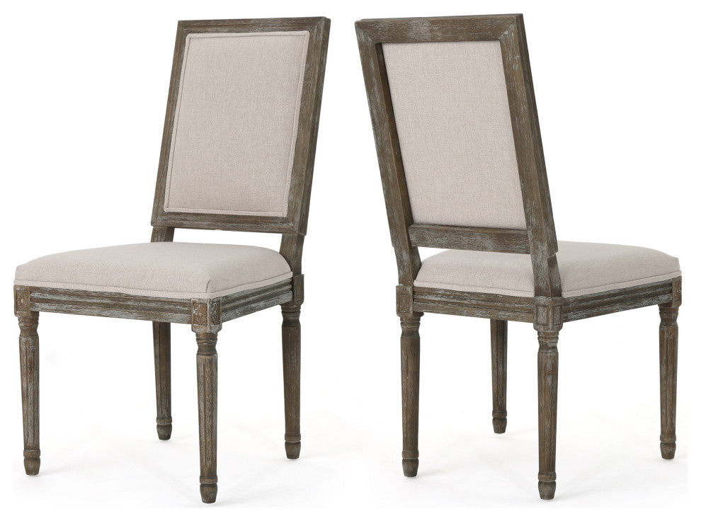 GDF Studio Margaret Traditional Fabric Dining Chairs, Set of 2, Wheat