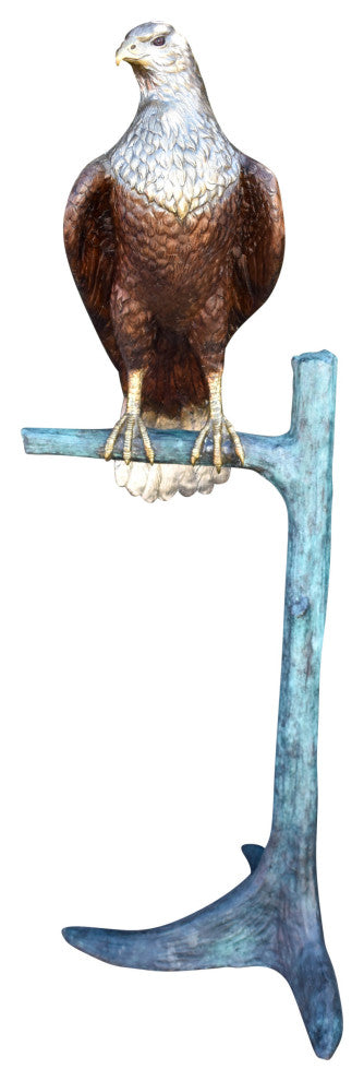 Very Detailed Eagle Standing on A Tree Branch Bronze Statue  24" x 28" x 66"H