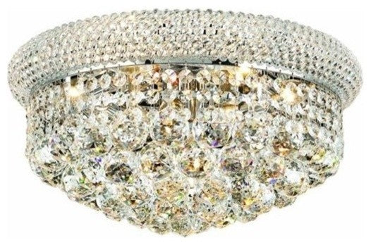 Elegant Primo Flush Mount, Chrome Finish With Royal Cut Crystal