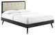 Willow Full Wood Platform Bed With Splayed Legs Black Beige