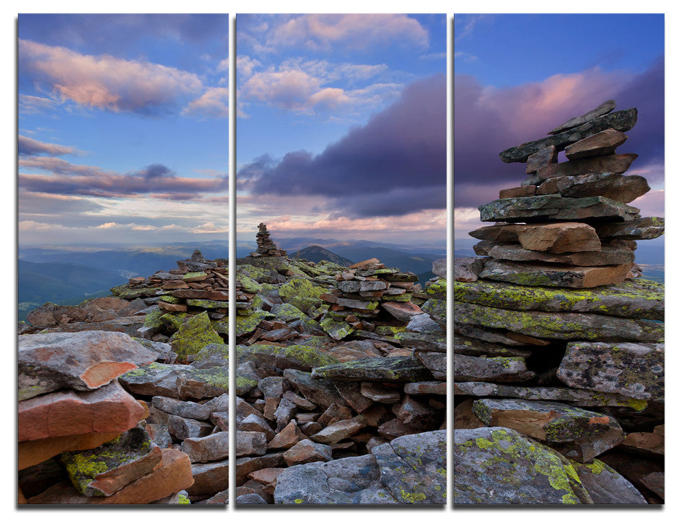 "Piled Stones in Summer Mountains" Photo Wall Art, 3 Panels, 36"x28"