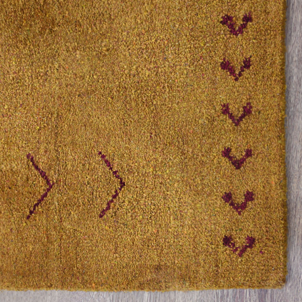 HAND KNOTTED LOOM SILK ECO-FRIENDLY RUGS-5'x8',Rectangle,Gold Red,Contemporary
