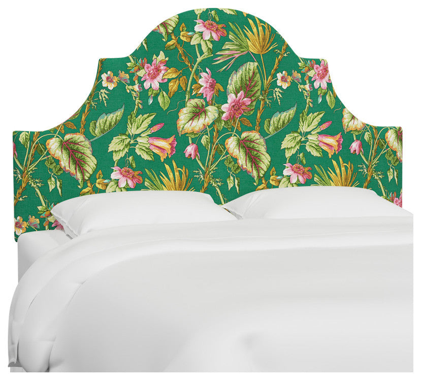 Red from Scalamandre King Geneva Headboard, Tropical Flora Green