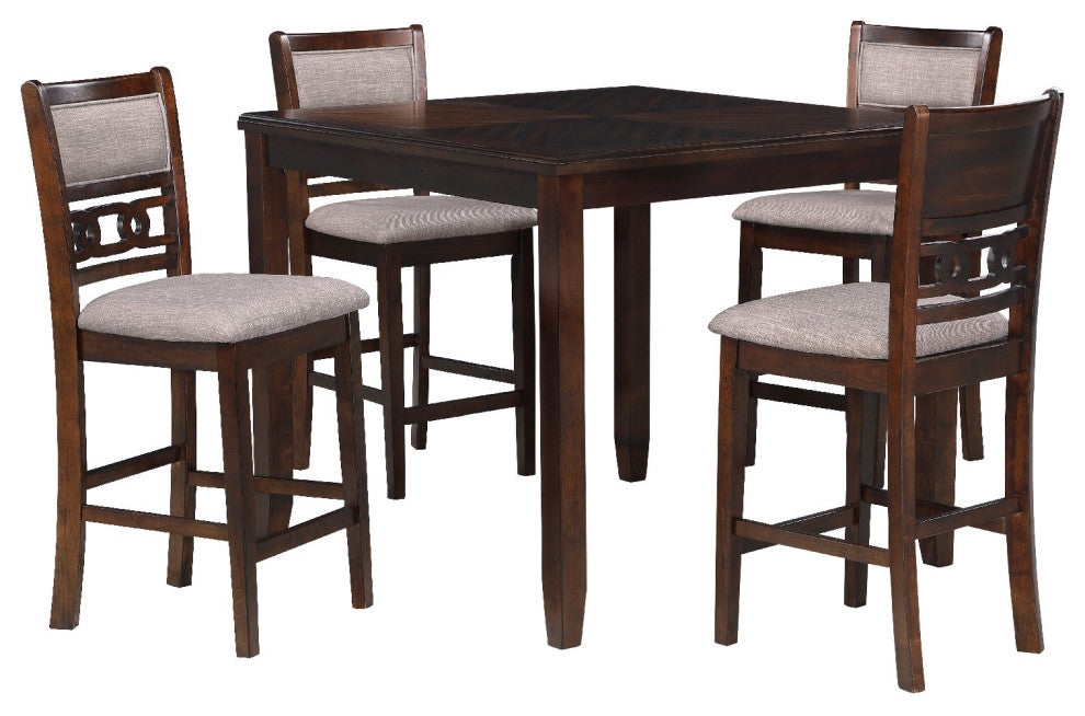 Gary 42 Inch 5 Piece Counter Table Set, Cherry Brown