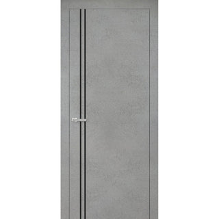 Solid French Door 42 x 84 | Planum 0016 Concrete with| Bathroom