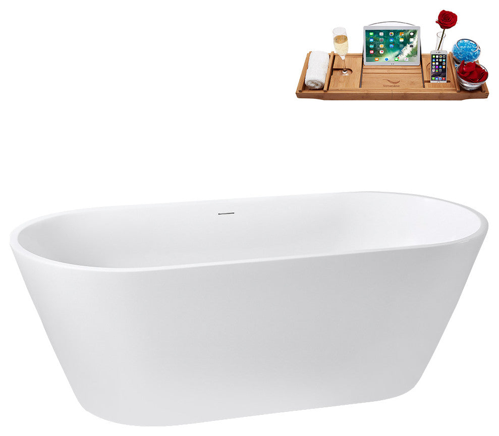 67" Streamline G-51-226-CH Freestanding Bathtub, Tray, Drain, Polished Chrome