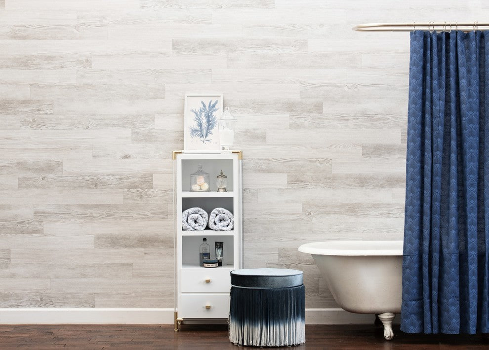 E-Z Wall Peel and Press White Wash Wall Planks