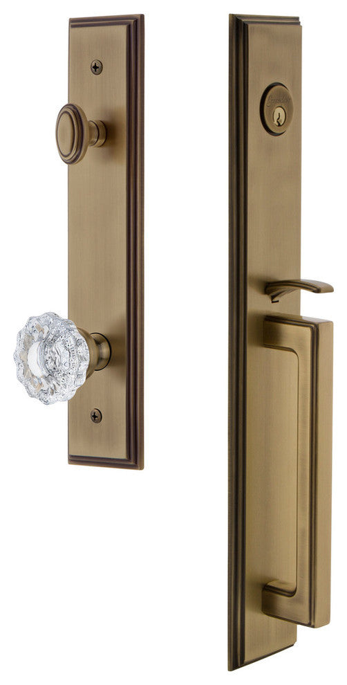 Carre' 1-Piece Dummy Handleset, D Grip and Versailles, Vintage Brass, 849217