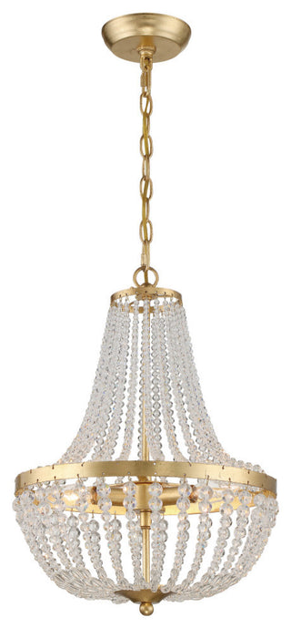 Rylee Three Light Chandelier in Antique Gold
