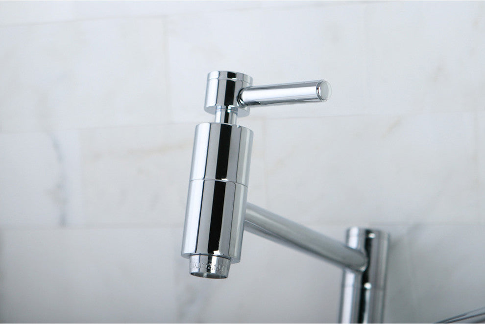 Kingston Brass Wall Mount Pot Filler Kitchen Faucet, Polished Chrome