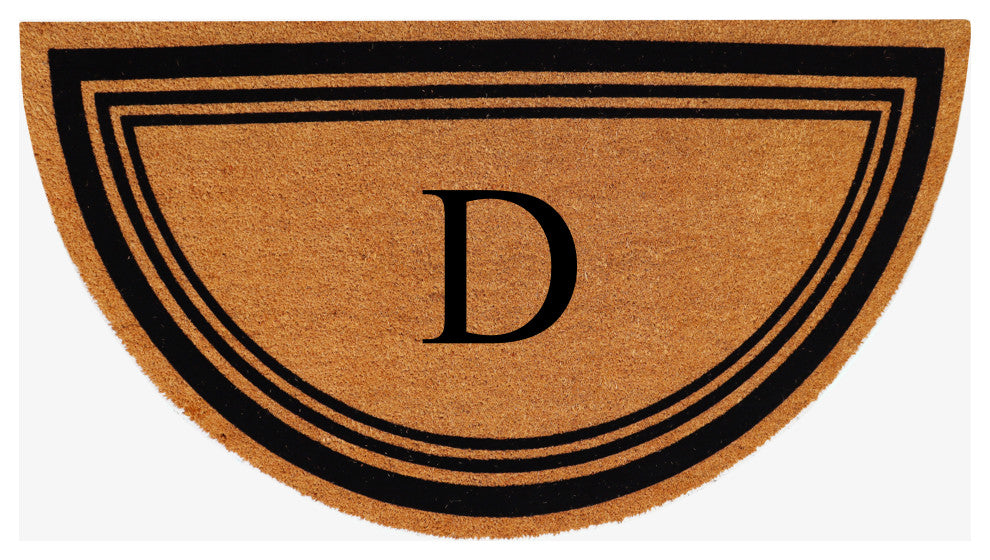 A1HC Natural Coir Flock Monogrammed Door Mat for Front Door, 30x60, D