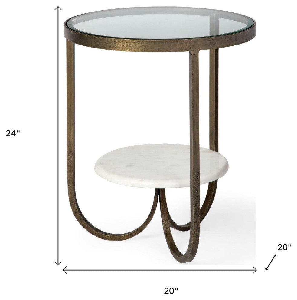 24" White Glass Round End Table