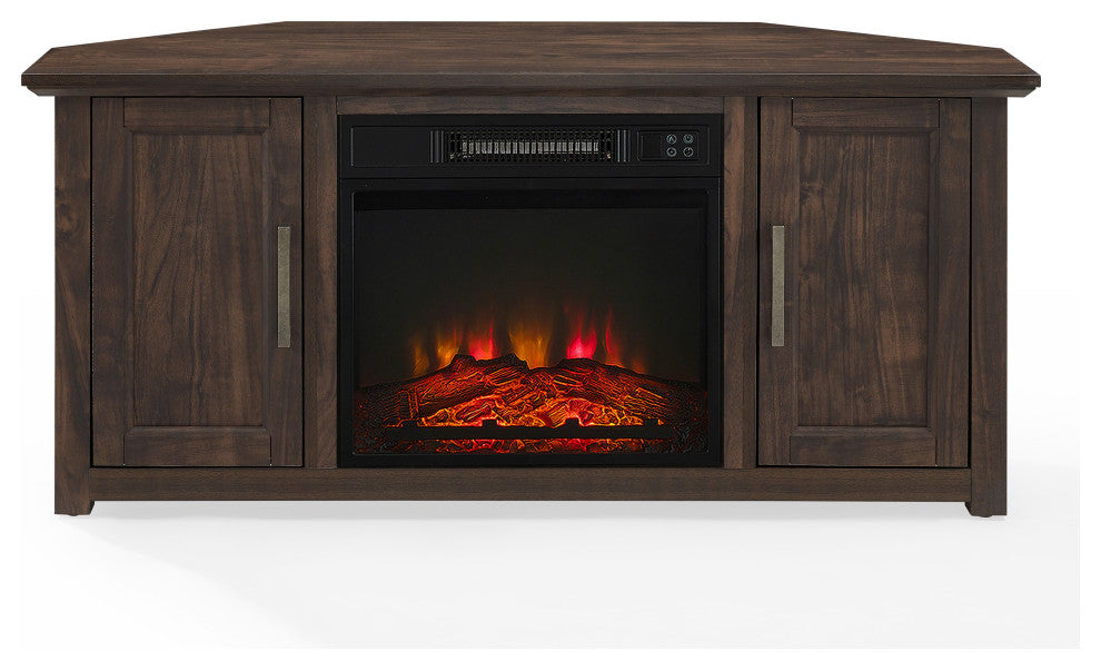 Camden 48" Corner TV Stand With Fireplace, Dark Walnut