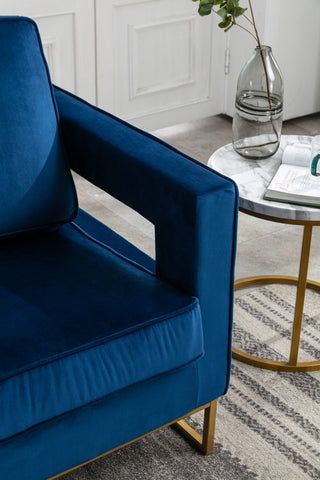 Adadon Velvet Upholstered Armchair - Navy Blue
