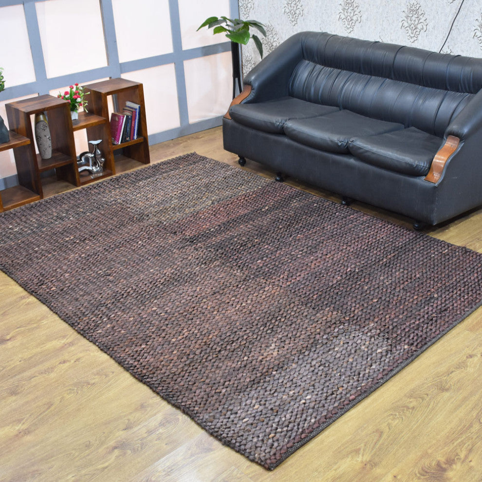 HAND WOVEN JUTE ECO-FRIENDLY AREA RUGS , brownish charcoal,Outdoor Indoor, [Rectangle] 8'x10'