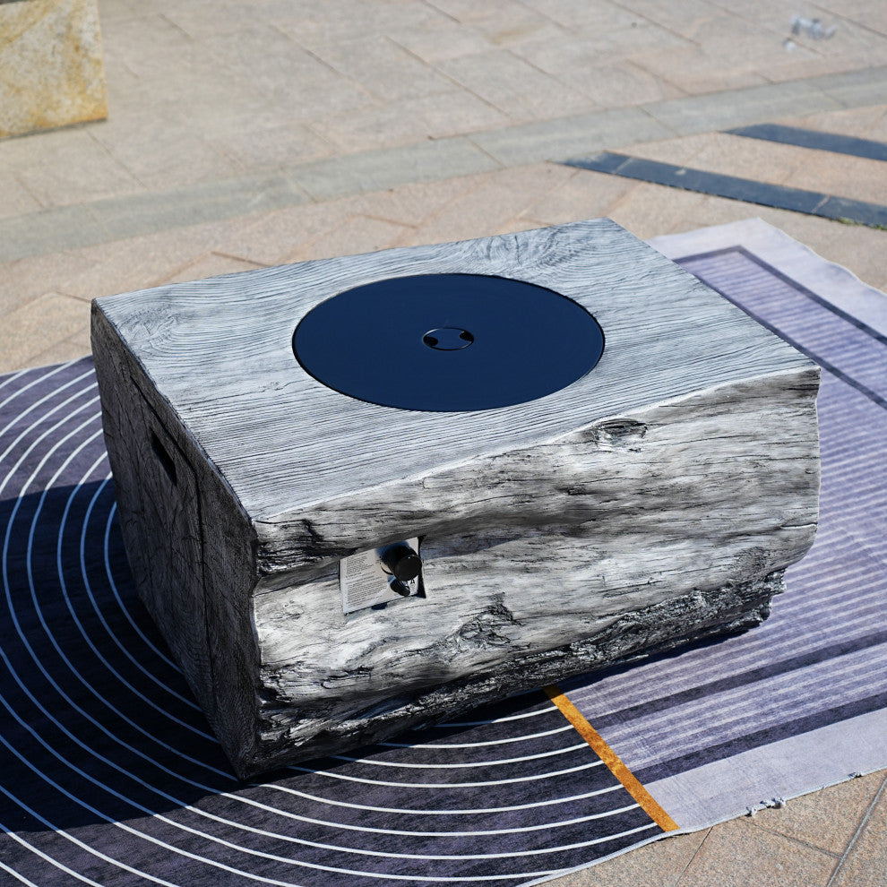 Tree Stump Shape Fire Pit Table With Rain Cover