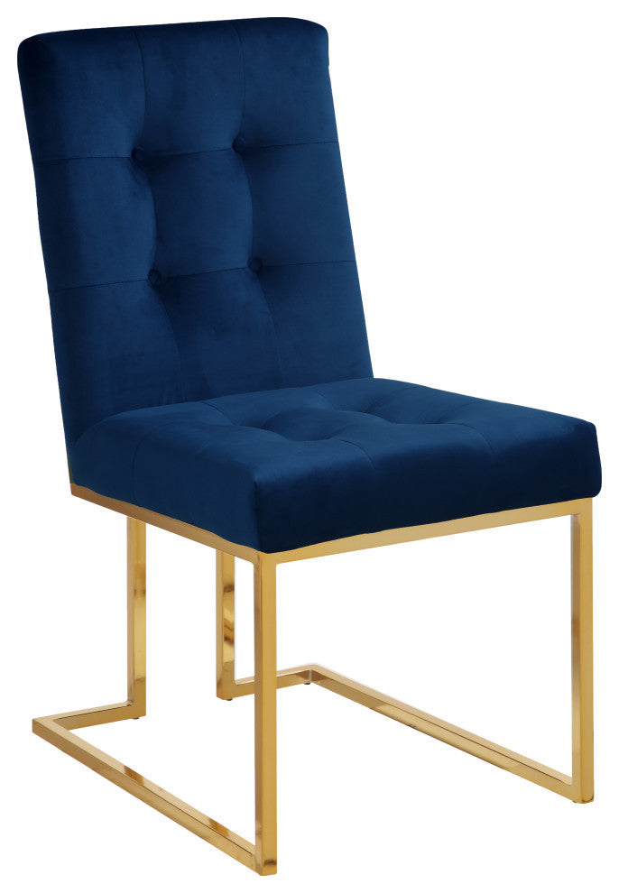 Pierre Velvet Upholstered Dining Chair (Set of 2), Navy