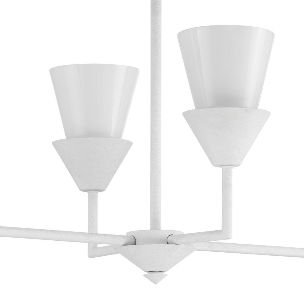 Pinellas Collection 6-Light Island Linear Chandelier Light, White Plaster