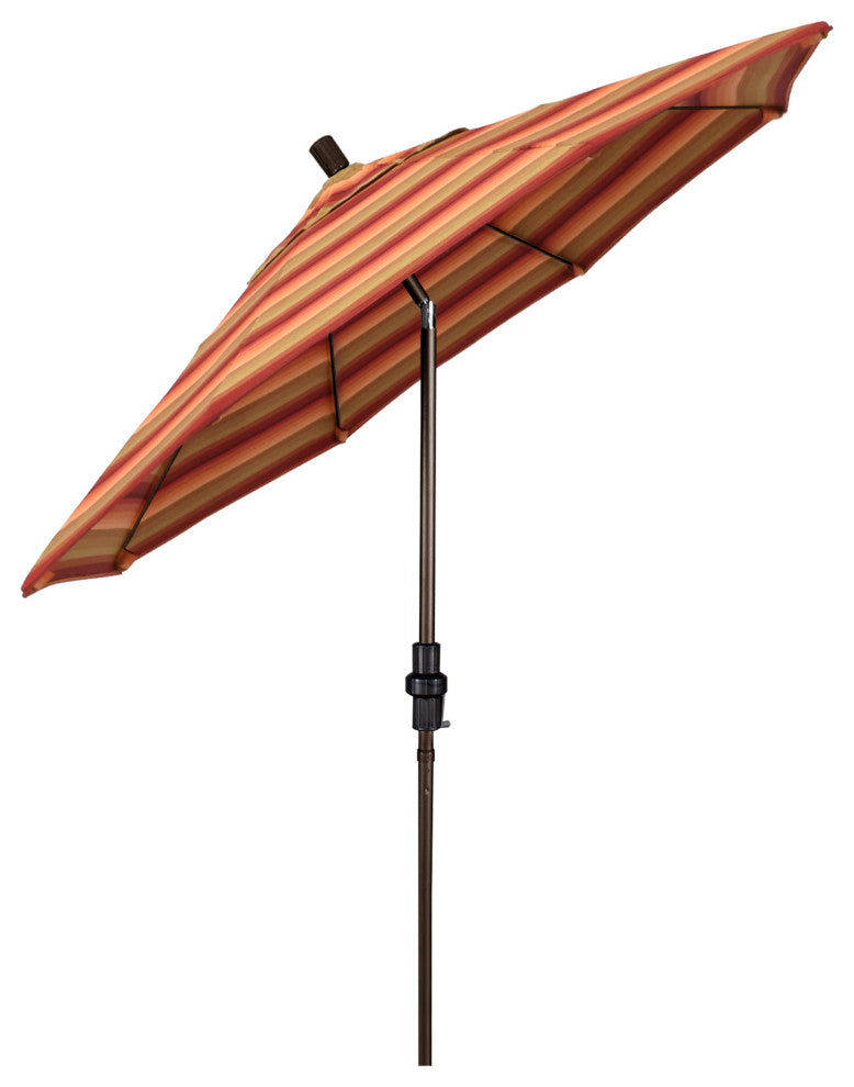 7.5' Bronze Collar Tilt Lift FiberglassRibAluminumUmbrella, Ast Sunset Sunbrella