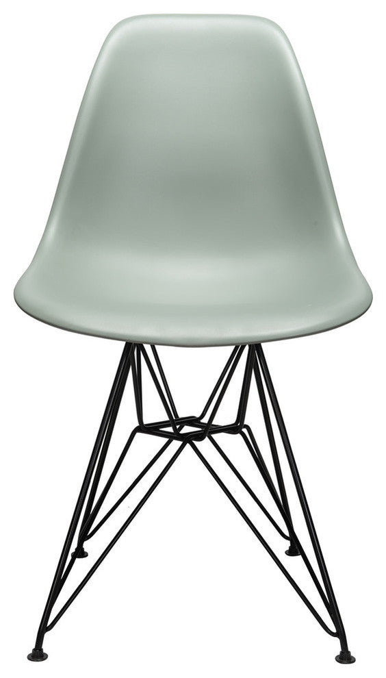 Nature Series DSR Mid-Century Dining Chair, Black Steel Leg, Moss Gray