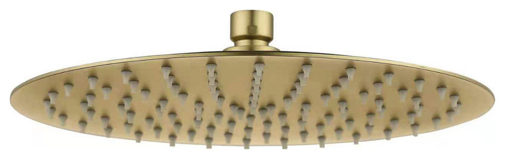 10-12 Inch High Pressure Shower Head Stainless Steel Ultra-Thin Rain Showerheads, Brushed Gold, 10 Inches, Round