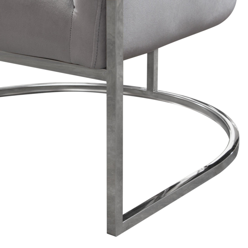 Pandora Accent Chair With Stainless Steel Frame, Gray Velvet