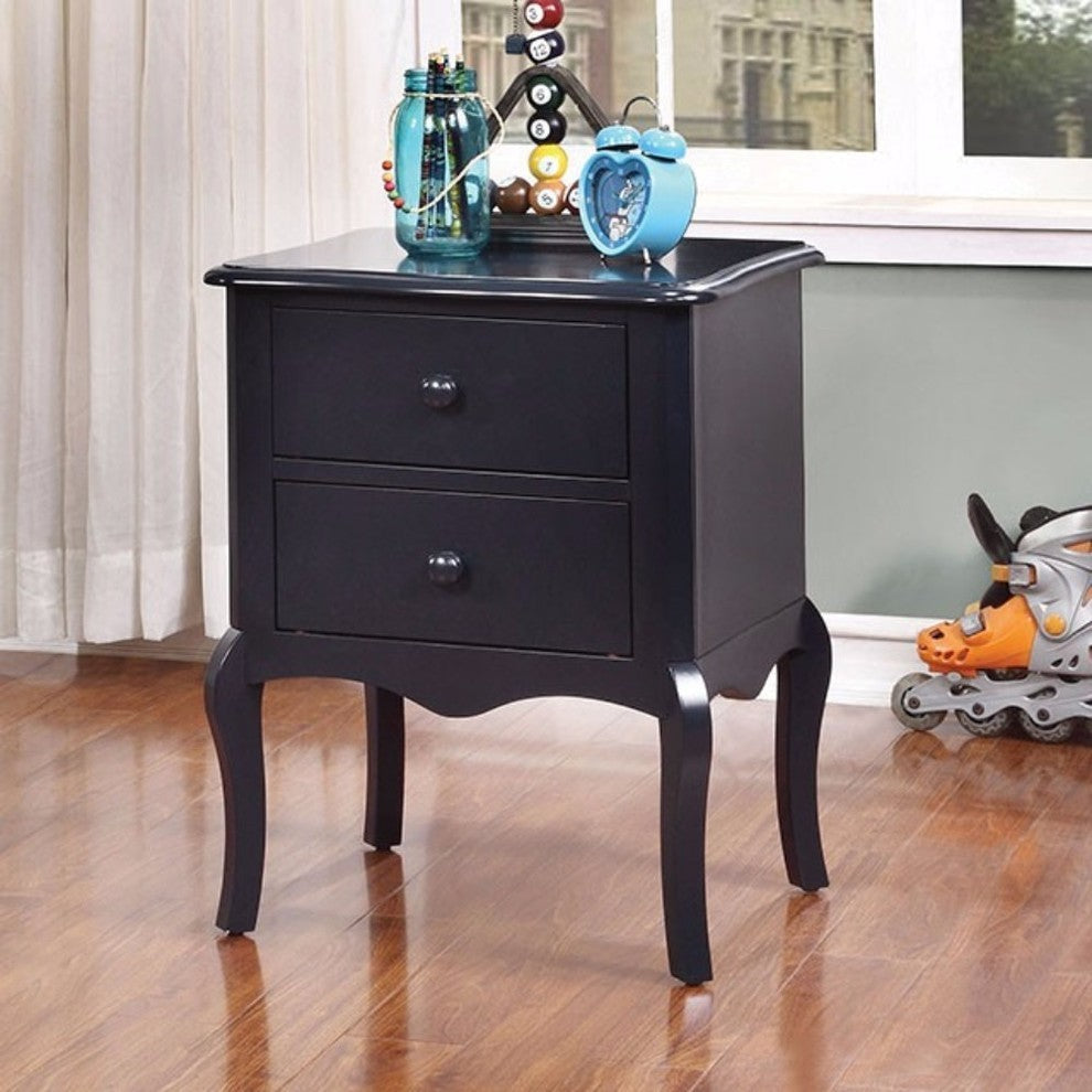Lexie Rattling Spacious Night Stand, Traditional Style, Blue