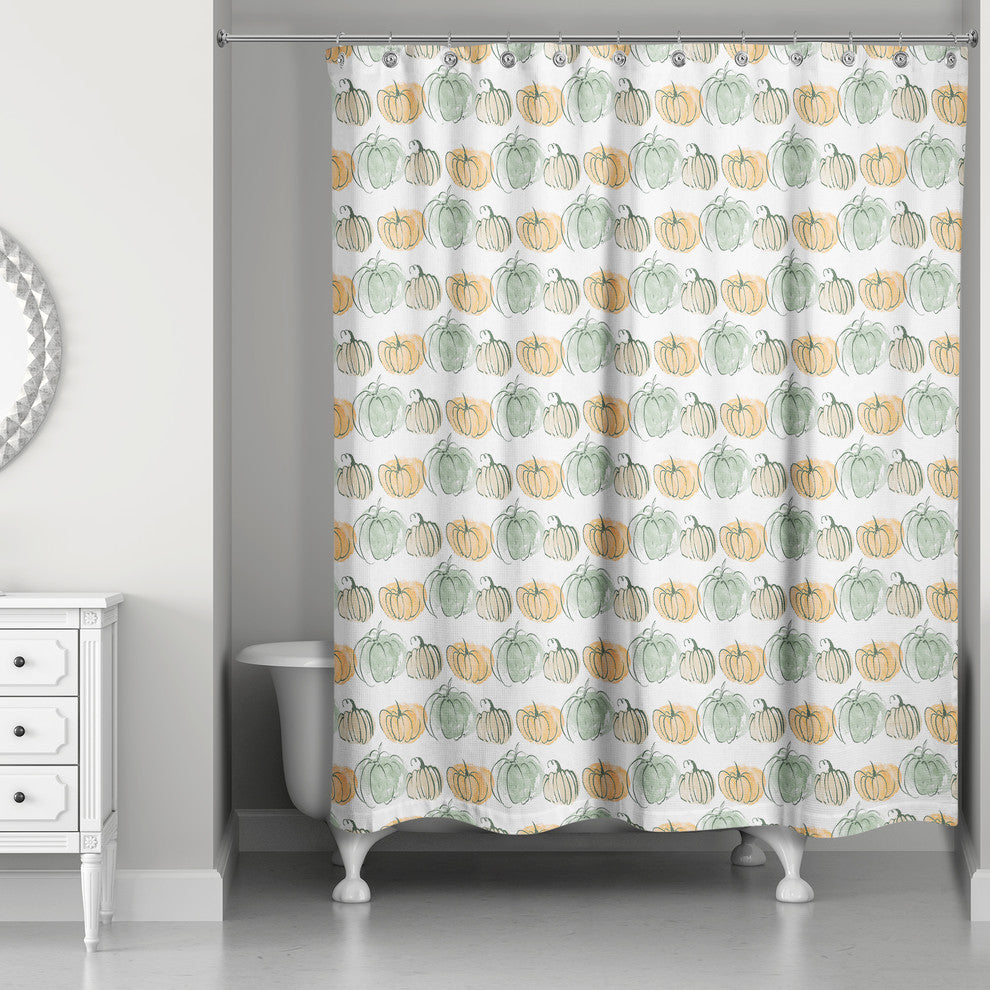 Watercolor Pumpkins 71x74 Shower Curtain